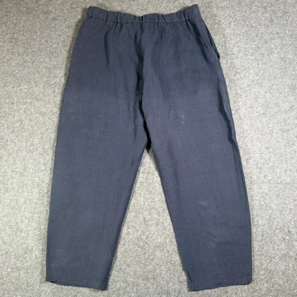 De Bonne Facture Navy 100% Linen Easy Trousers Made in France Men Sz 50 US 34